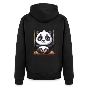 Panda on Swing Playground Adventure - Unisex Premium Organic Zip Hoodie - black - Back - Nico (187cm)