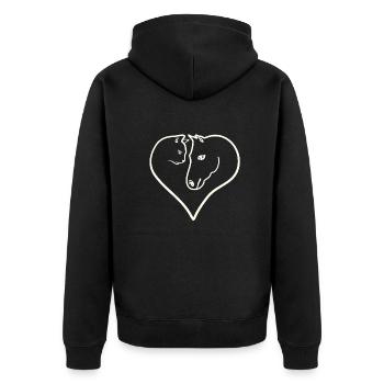 Herz Katze und Pferd - Unisex Premium Bio Zip Hoodie - Schwarz - Hinten - Nico (187cm)