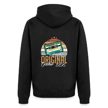 Oktober 1956 Geburtstagsgeschenk 1956 Oktober - Unisex Premium Bio Zip Hoodie - Schwarz - Hinten - Nico (187cm)