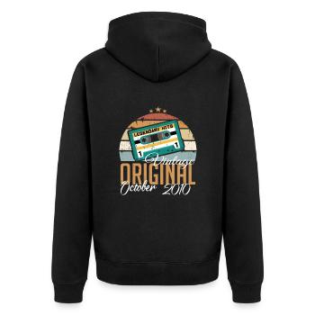 Oktober 2010 Geburtstagsgeschenk 2010 Oktober - Unisex Premium Bio Zip Hoodie - Schwarz - Hinten - Nico (187cm)