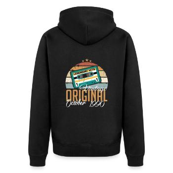 Oktober 1990 Geburtstagsgeschenk 1990 Oktober - Unisex Premium Bio Zip Hoodie - Schwarz - Hinten - Nico (187cm)