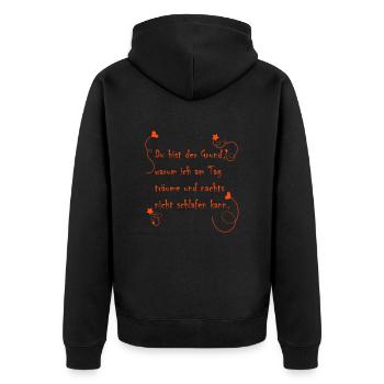 Du bist der Grund | Urrer Schwätzerei - Unisex Premium Bio Zip Hoodie - Schwarz - Hinten - Nico (187cm)