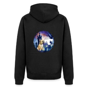 Dog in the graveyard - Unisex Premium Organic Zip Hoodie - black - Back - Nico (187cm)