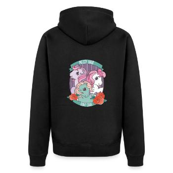 My Little Pony Retro Messy Hair Don't Care - Unisex Premium Organic Zip Hoodie - black - Back - Nico (187cm)