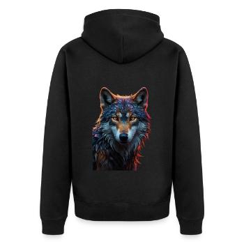 Wolf - Unisex Premium Bio Zip Hoodie - Schwarz - Hinten - Nico (187cm)