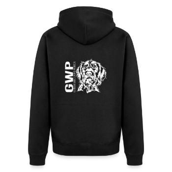 German Wirehaired Pointer Portrait Jagdhund Hunde - Unisex Premium Bio Zip Hoodie - Schwarz - Hinten - Nico (187cm)
