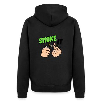 SMOKE IT - Unisex Premium Organic Zip Hoodie - black - Back - Nico (187cm)