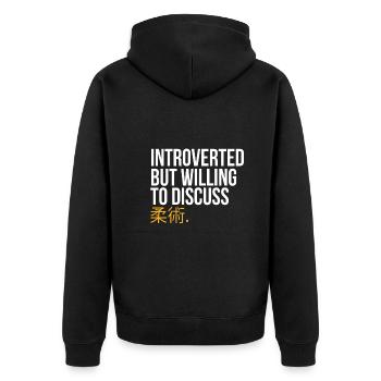Introverti mais prêt à discuter de Jujitsu drôle - Veste à capuche bio Premium Unisexe - noir - Dos - Nico (187cm)