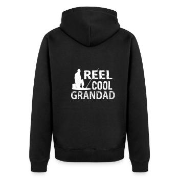 Reel Cool Grandad Fishing,Fishing Dad Father - Unisex Premium Organic Zip Hoodie - black - Back - Nico (187cm)