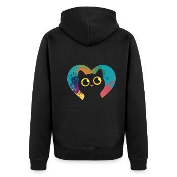Chats Chaton Amant Chat Mama Papa Coloré - Veste à capuche bio Premium Unisexe - noir - Dos - Nico (187cm)