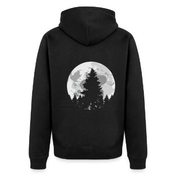 Camping Wohnmobil | Wanderer | Vollmond Und - Unisex Premium Bio Zip Hoodie - Schwarz - Hinten - Nico (187cm)