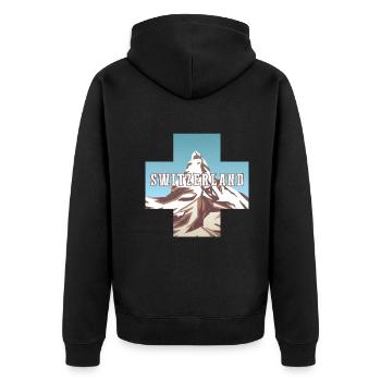Schweiz-flagge | Schweizer Alpen | Schweiz - Unisex Premium Bio Zip Hoodie - Schwarz - Hinten - Nico (187cm)