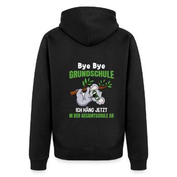 Grundschulabschluss Gesamtschule 5. Klasse - Unisex Premium Bio Zip Hoodie - Schwarz - Hinten - Nico (187cm)