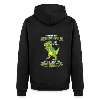 Schulanfang Einschulung 1 Klasse Grundschule - Unisex Premium Bio Zip Hoodie - Schwarz - Hinten - Nico (187cm)
