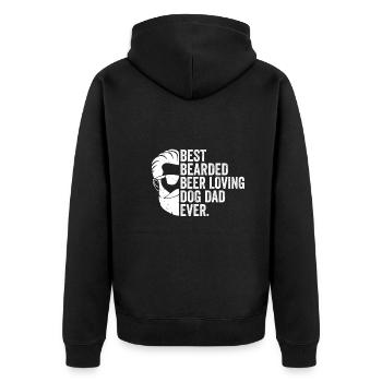 Bester bärtiges Bier liebender Hundevater aller Zeiten - Unisex Premium Bio Zip Hoodie - Schwarz - Hinten - Nico (187cm)