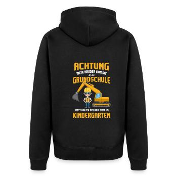 Schulanfang Einschulung 1 Klasse Grundschule - Unisex Premium Bio Zip Hoodie - Schwarz - Hinten - Nico (187cm)