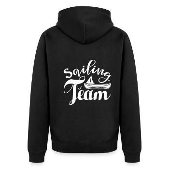 SEGEL TEAM - Unisex Premium Bio Zip Hoodie - Schwarz - Hinten - Nico (187cm)