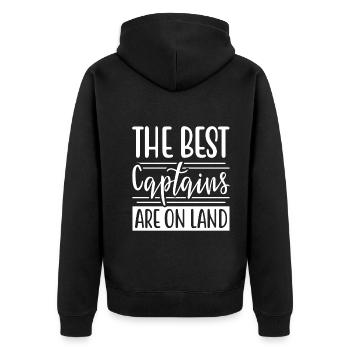 THE BEST CAPTAINS ARE ON LAND - Unisex Premium Organic Zip Hoodie - black - Back - Nico (187cm)
