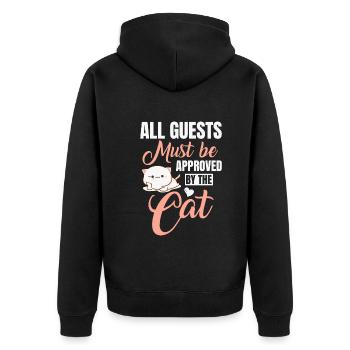 Alle Gäste Müssen Von Der Katze Genehmigt Werden - Unisex Premium Bio Zip Hoodie - Schwarz - Hinten - Nico (187cm)