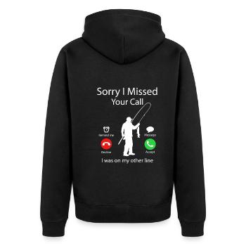Fishing Calls - Funny Fisherman - Unisex Premium Organic Zip Hoodie - black - Back - Nico (187cm)