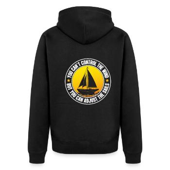 Segel Spruch Segeln Segler Ozean See Meer - Unisex Premium Bio Zip Hoodie - Schwarz - Hinten - Nico (187cm)