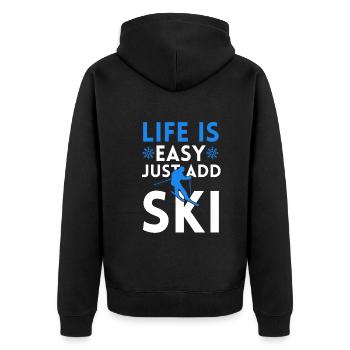 LA VIE EST FACILE AVEC LE SKI - Veste à capuche bio Premium Unisexe - noir - Dos - Nico (187cm)