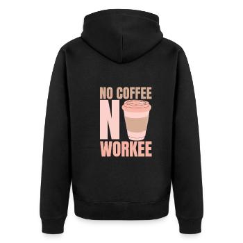 No coffee No work - coffee - Unisex Premium Organic Zip Hoodie - black - Back - Nico (187cm)