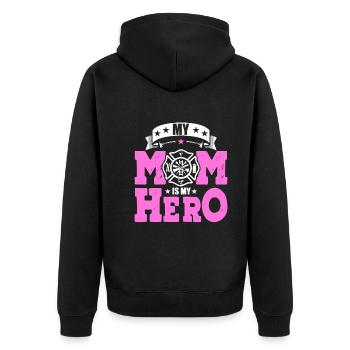 Ma mère est mon héros - Pompier - Veste à capuche bio Premium Unisexe - noir - Dos - Nico (187cm)