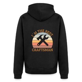 Ich Bin Der Beste Handwerker - Unisex Premium Bio Zip Hoodie - Schwarz - Hinten - Nico (187cm)