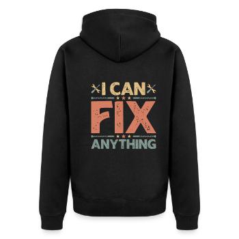 Ich Kann Alles Reparieren - Handwerker - Unisex Premium Bio Zip Hoodie - Schwarz - Hinten - Nico (187cm)