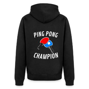 Tischtennismeister Ping-Pong - Unisex Premium Bio Zip Hoodie - Schwarz - Hinten - Nico (187cm)