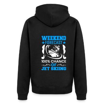 Wochenendprognose 100% Chance Auf Jetskifahren - Unisex Premium Bio Zip Hoodie - Schwarz - Hinten - Nico (187cm)