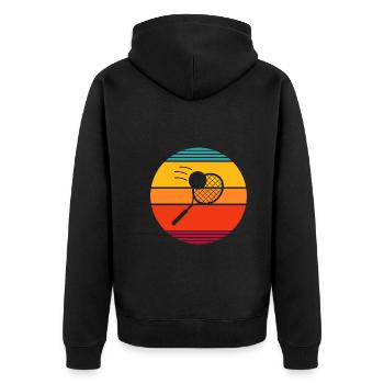 Retro Tennisspieler - Unisex Premium Bio Zip Hoodie - Schwarz - Hinten - Nico (187cm)