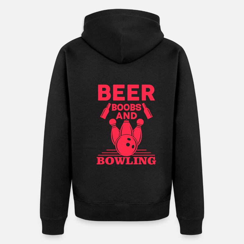 Bierbrüste Und Bowling - Unisex Premium Bio Zip Hoodie - Schwarz