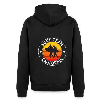 Surf Team California - Unisex Premium Organic Zip Hoodie - black - Back - Nico (187cm)