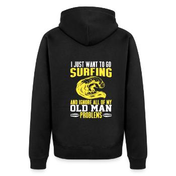 Ich Möchte Nur Surfen Gehen - Surfen Sie Opa - Unisex Premium Bio Zip Hoodie - Schwarz - Hinten - Nico (187cm)