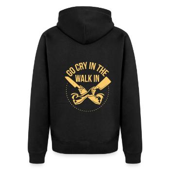 Geh Weinen Im Walk In - Kochen - Unisex Premium Bio Zip Hoodie - Schwarz - Hinten - Nico (187cm)