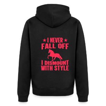 I Never Fall Off I Descend In Style Off - Horse - Unisex Premium Organic Zip Hoodie - black - Back - Nico (187cm)