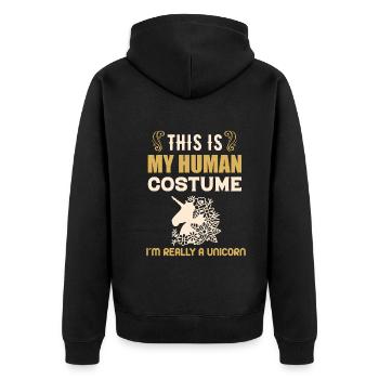 Das Ist Mein Menschliches Kostüm Ich Bin Einhorn - Unisex Premium Bio Zip Hoodie - Schwarz - Hinten - Nico (187cm)