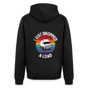 Ich Habe Gerade Eine Ladung Fallen Gelassen - Unisex Premium Bio Zip Hoodie - Schwarz - Hinten - Nico (187cm)
