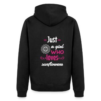 Nur Ein Mädchen Das Sonnenblumen Liebt - Unisex Premium Bio Zip Hoodie - Schwarz - Hinten - Nico (187cm)