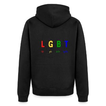 LGBT Leben Wird Gemeinsam Besser - LGBTQ - Unisex Premium Bio Zip Hoodie - Schwarz - Hinten - Nico (187cm)