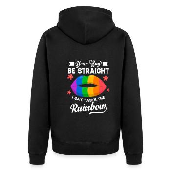 Slogan LGBTQ pour les sympathisants gays - Veste à capuche bio Premium Unisexe - noir - Dos - Nico (187cm)