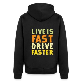 Live est plus rapide pilote, plus rapide - voiture de course - Veste à capuche bio Premium Unisexe - noir - Dos - Nico (187cm)