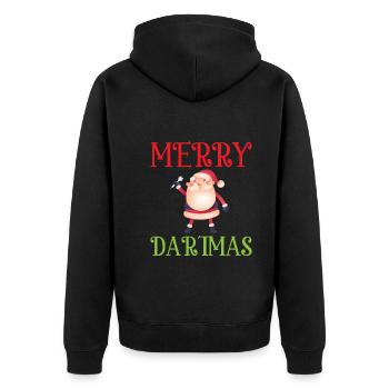Frohe Dartmas - Frohe Weihnachten Dart - Unisex Premium Bio Zip Hoodie - Schwarz - Hinten - Nico (187cm)