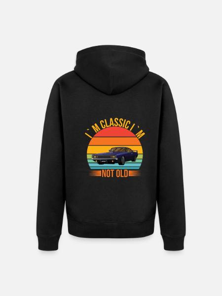 I'm classic not old - car - Unisex Premium Organic Zip Hoodie - black