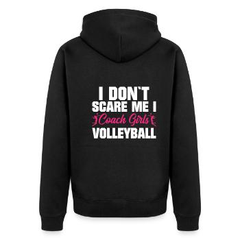 Ich Erschrecke Mich Nicht Coach Girls Volleyball - Unisex Premium Bio Zip Hoodie - Schwarz - Hinten - Nico (187cm)