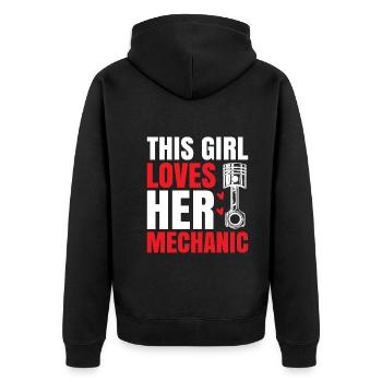 Cette fille aime son mécanicien - Veste à capuche bio Premium Unisexe - noir - Dos - Nico (187cm)