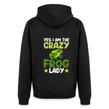 Yes I Am The Crazy Frog Lady - Frog - Unisex Premium Organic Zip Hoodie - black - Back - Nico (187cm)