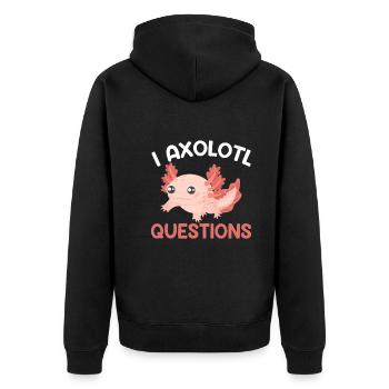 Ich Axolotl Frage - Lustige Axolotl - Unisex Premium Bio Zip Hoodie - Schwarz - Hinten - Nico (187cm)